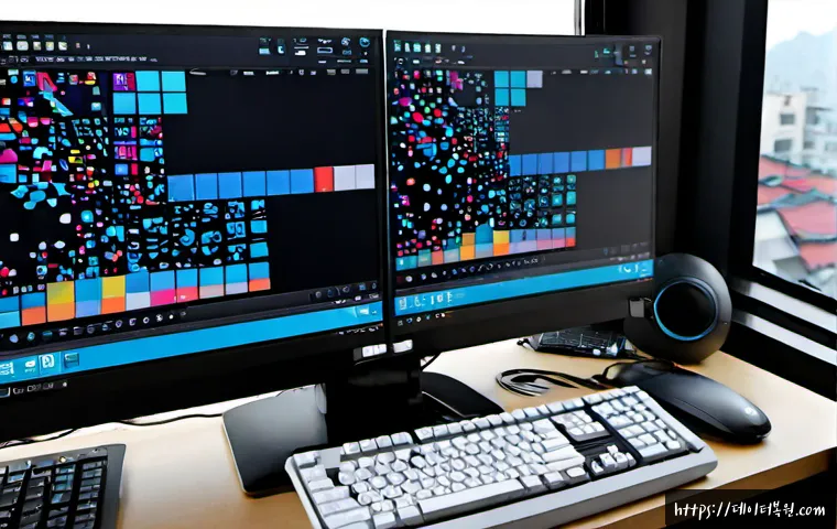 망원동 STATUS_STACK_UNDERFLOW - Photorealistic desktop software support workstation in a compact Mangwon neighborhood studio, dual m...