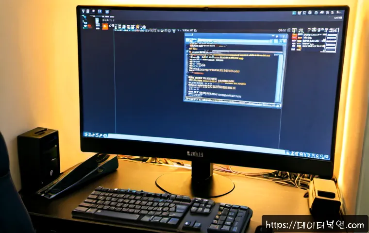 성현동 BOOTMGR is missing - Photorealistic IT support desk in a compact hillside apartment office, desktop monitor frozen on a d...