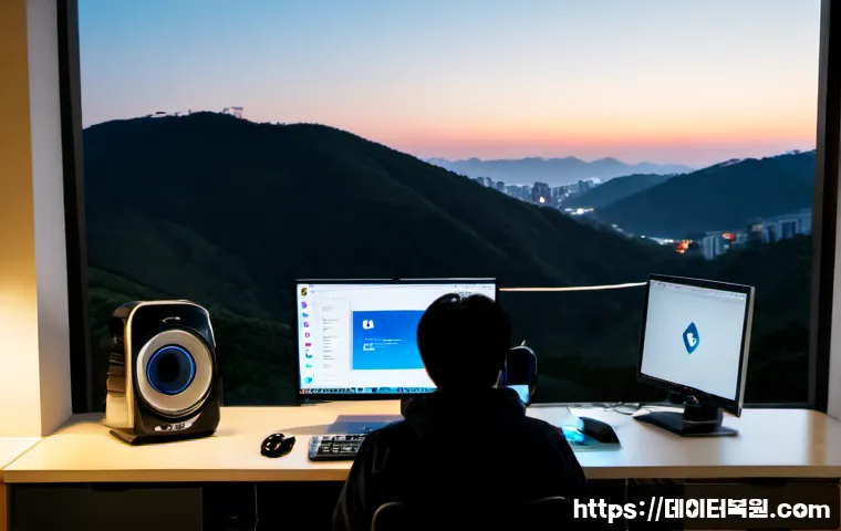 남현동 linux재설치 포맷  초기화 - Photorealistic remote IT support workstation in a compact Namhyeon-dong apartment office, technician...