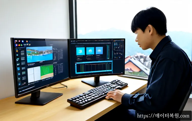 정릉동 STATUS_DEVICE_NOT_READY - Photorealistic remote-support workstation in a compact hillside apartment, a technician examining an...