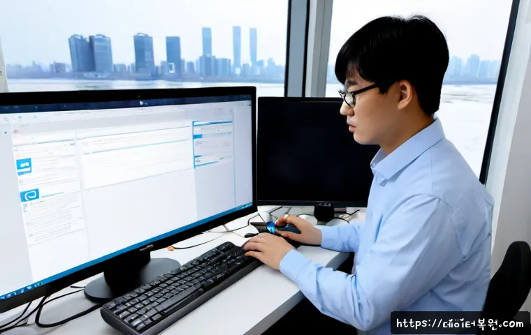 옥수동 컴퓨터멈춤 - Photorealistic remote-support scene in a compact Oksu-dong apartment workspace, frustrated user faci...
