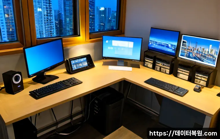 청량리동 STATUS_IMAGE_INVALID - Photorealistic remote-support specialist at a compact workstation in a high-rise apartment near an u...