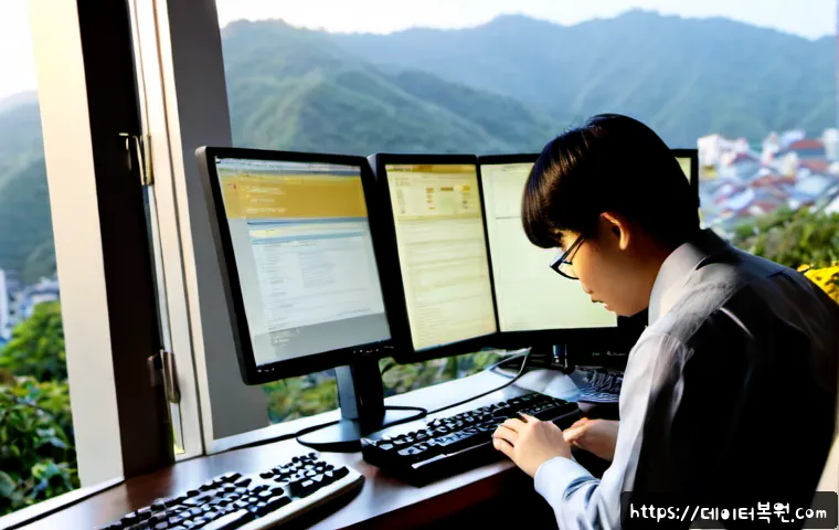 이태원 NTLDR is compressed - Photorealistic IT support workstation in an Itaewon apartment office, technician examining a vintage...
