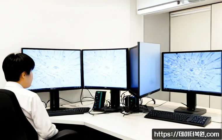 충현동 STATUS_STACK_UNDERFLOW - Photorealistic IT support workstation in a compact Korean office near Chunghyeon-dong, dual monitors...