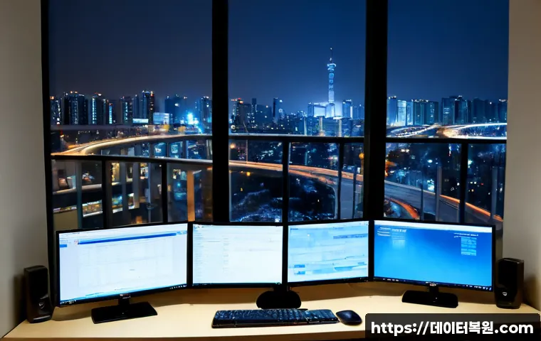 용산동 STATUS_EXECUTION_TIMEOUT - Photorealistic remote IT support workstation in a compact Yongsan apartment office, ultrawide monito...