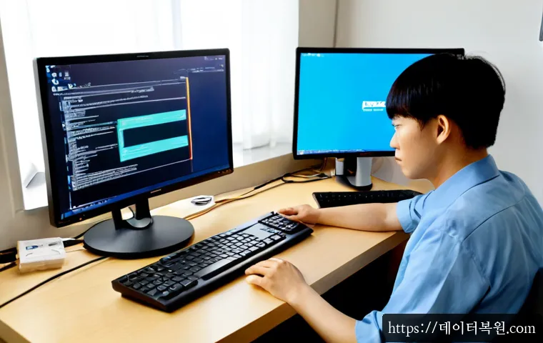 신창동 윈도우8 windows8 재설치 포맷  초기화 - Photorealistic remote-support workstation in a compact Sinchang-dong apartment, technician reinstall...