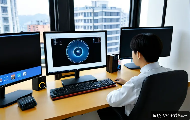 도림동 STATUS_NO_MEMORY - Photorealistic compact remote-support workstation in a quiet Dorim-dong apartment office, dual monit...