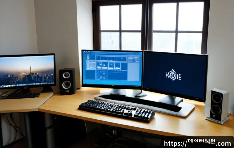 효제동 STATUS_INVALID_SESSION - Photorealistic remote-support workstation in a compact Hyoje-dong design studio, ultrawide monitor s...