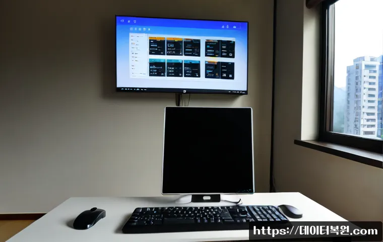 신내동 SESSION_HAS_VALID_VIEWS_ON_EXIT - Photorealistic remote-support workstation in a quiet Sinnae-dong apartment, dual monitors showing a ...