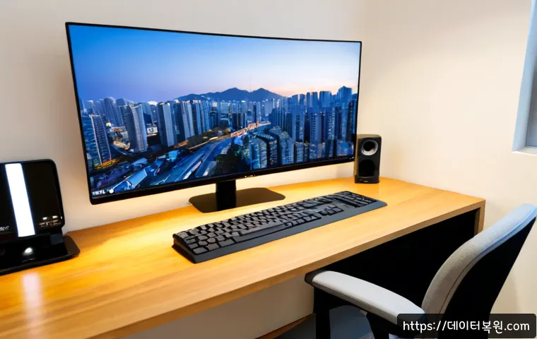 한남동 STATUS_DEVICE_OFFLINE - Photorealistic premium remote-support workstation in a modern Hannam-dong creative office, ultrawide...