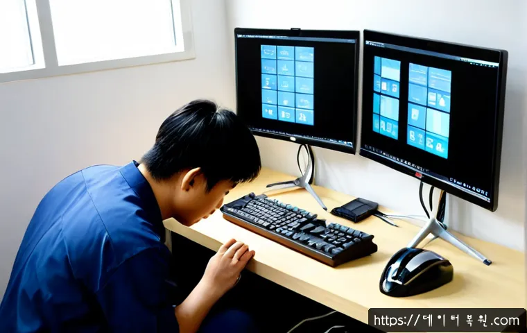중화동 워크스테이션출장방문수리점 - Photorealistic on-site workstation repair in a compact Jungnang residential apartment, technician se...