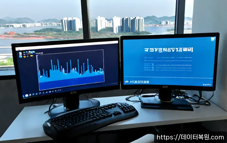 옥수동 DRIVER_CORRUPTED_EXPOOL - Photorealistic IT support workstation in a high-rise apartment overlooking the Han River near Oksu-d...