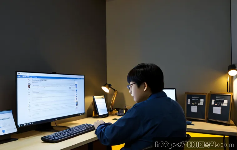 방배동 PROCESS_HAS_LOCKED_PAGES - Photorealistic remote-support workstation in a quiet Bangbae-dong apartment office, dual monitors sh...