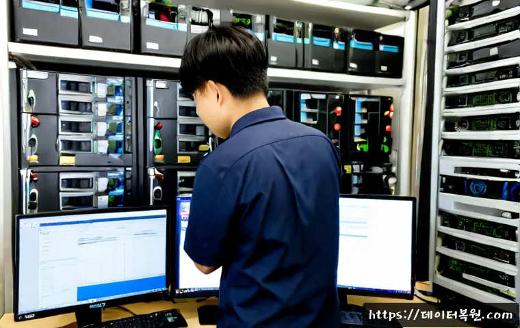동자동 ftp서버출장방문수리점 - Photorealistic on-site FTP server repair inside a compact Dongja-dong office near a railway district...