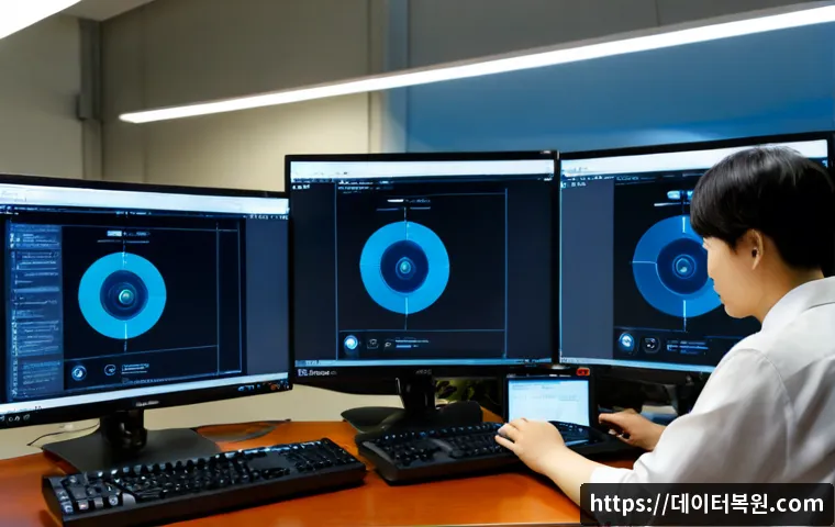 남창동 STATUS_FILE_LOCK_CONFLICT - Photorealistic remote-support workstation in Namchang-dong, Seoul, a technician reviewing a 3D produ...