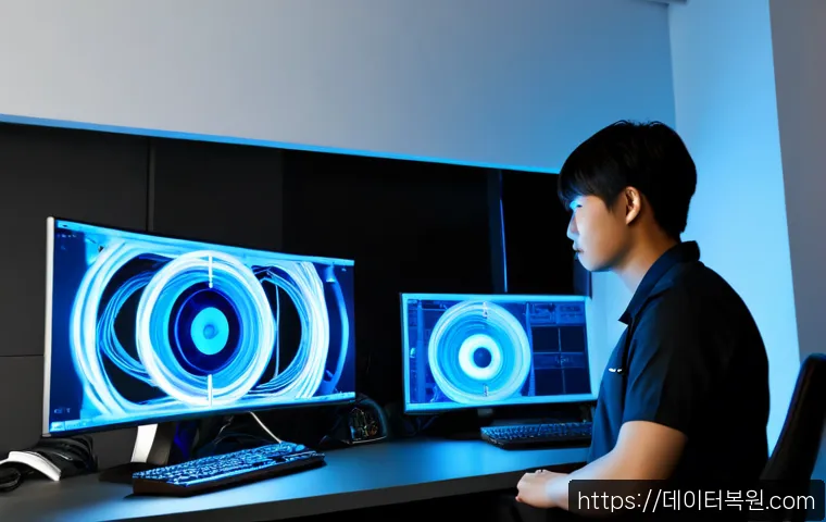 능동 본체 꺼졌다 켜졌다 할때 - Photorealistic IT support workstation, a desktop tower repeatedly powering on and off with alternati...