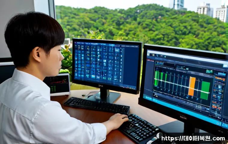 오륜동 DRIVER_VERIFIER_DETECTED_VIOLATION - Photorealistic IT support workstation in an Oryun-dong apartment office, dual monitors showing abstr...