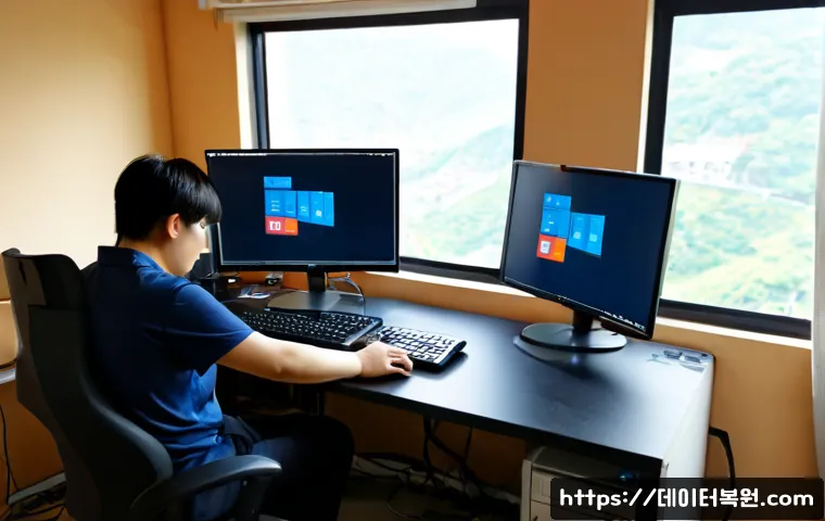 홍제동 linux재설치 포맷  초기화 - Photorealistic remote-support workstation in a compact Hongje-dong apartment, technician reinstallin...