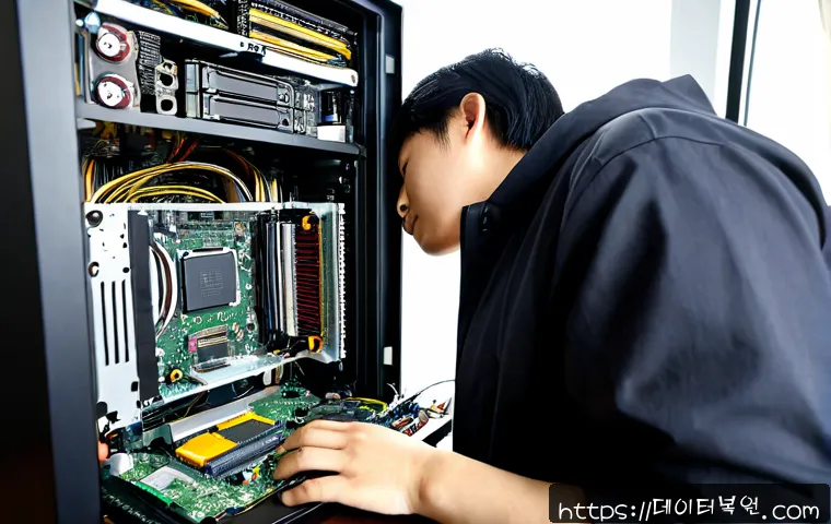 조원동 메인보드조립 및 교체수리 - Photorealistic computer repair workstation in a compact Suwon residential office, technician careful...