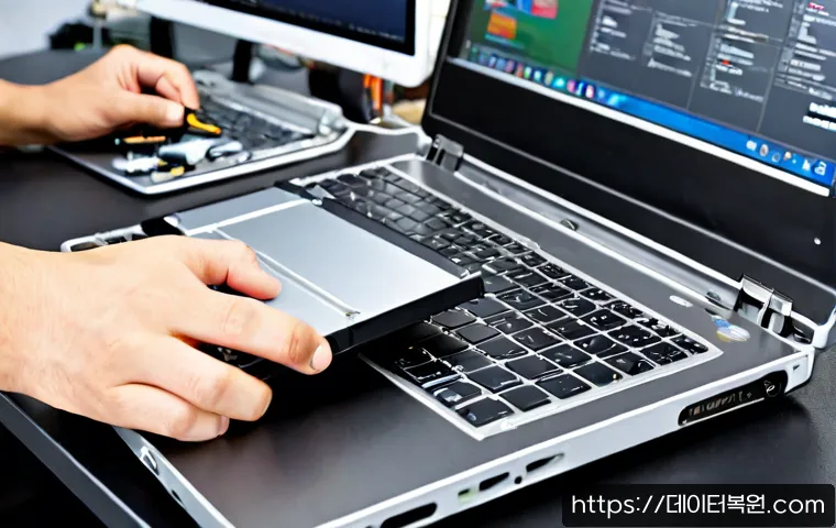 토정동 맥북프로 판매 및 수리 - Photorealistic premium laptop repair bench in a compact Mapo residential electronics workshop, techn...