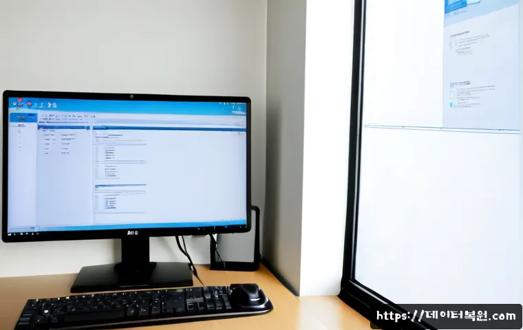 동작동 STATUS_INVALID_PAGE - Photorealistic IT support workstation in a modern Dongjak-dong apartment office, desktop monitor sho...