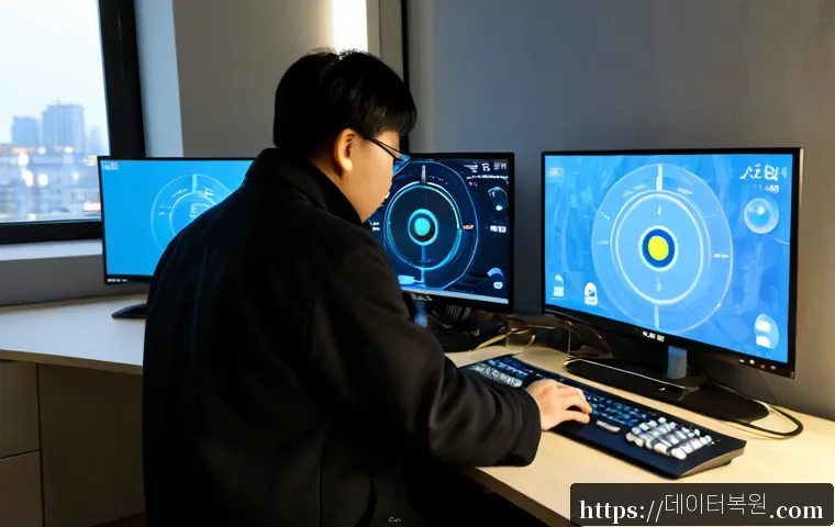 철산동 STATUS_EXECUTION_TIMEOUT - Photorealistic remote-support workstation in a modern apartment near a Korean rail district, dual mo...