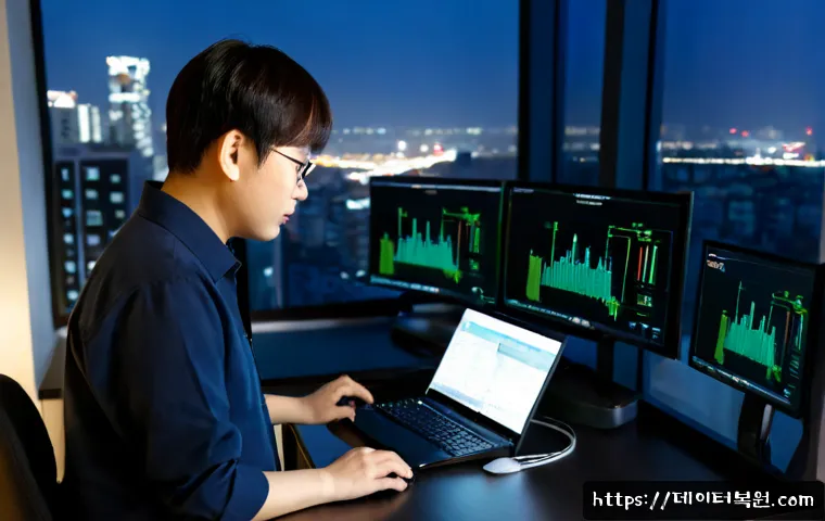 신천동 INVALID_KERNEL_HANDLE - Photorealistic remote IT support workstation in a modern Sincheon-dong apartment office, dual monito...