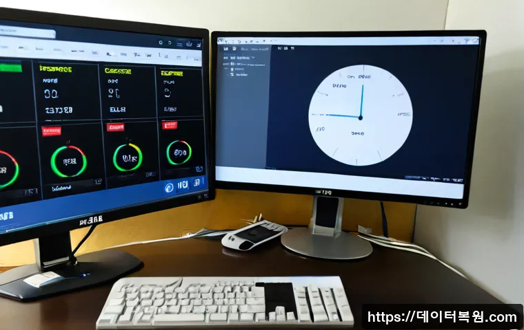 성동구 신호없음 - Photorealistic IT support workstation in Seongdong district, desktop monitor showing a clean network...