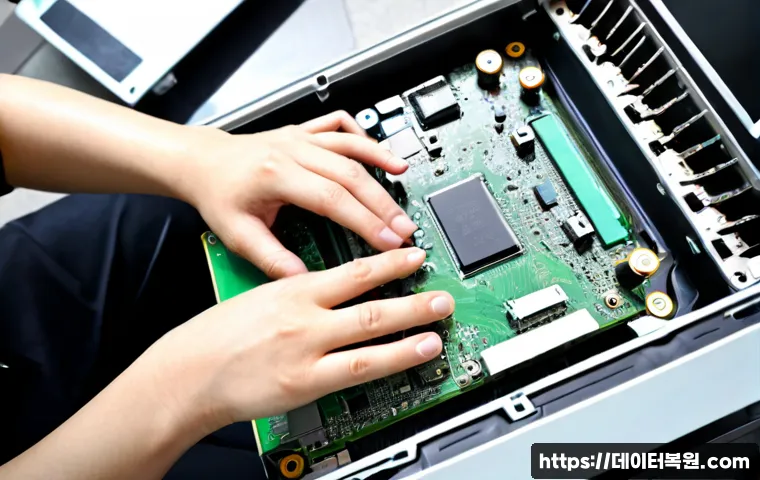 아현동 cpu조립 및 교체수리 - Photorealistic computer repair workstation in Ahyeon-dong, Seoul, technician carefully installing a ...