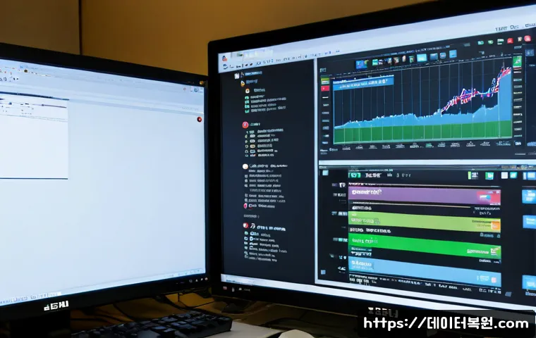 청구동 UNMOUNTABLE_BOOT_VOLUME - Photorealistic IT support workstation in a compact hillside Seoul apartment office, desktop computer...