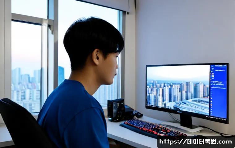 신도림 VIDEO_DRIVER_INIT_FAILURE - Photorealistic desktop support scene in a compact Sindorim apartment office, dual monitors with one ...