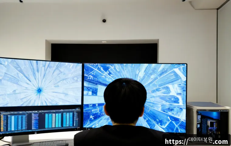 마장동 KERNEL_STACK_INPAGE_ERROR - Photorealistic desktop workstation in a compact Majang-dong office above a traditional market distri...
