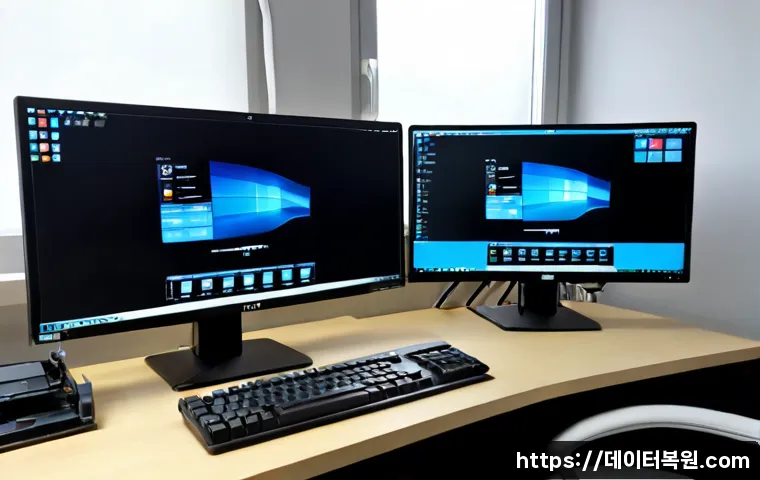 내유동 SESSION3_INITIALIZATION_FAILED - Photorealistic IT support workstation in a quiet Korean suburban office near Naeyu-dong, dual monito...