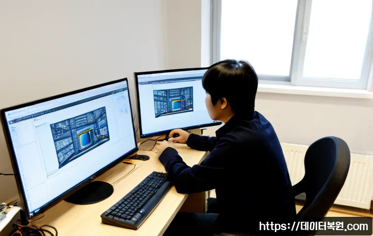 서림동 워크스테이션출장방문수리점 - Photorealistic on-site workstation repair in a compact Seorim-dong apartment office, technician care...
