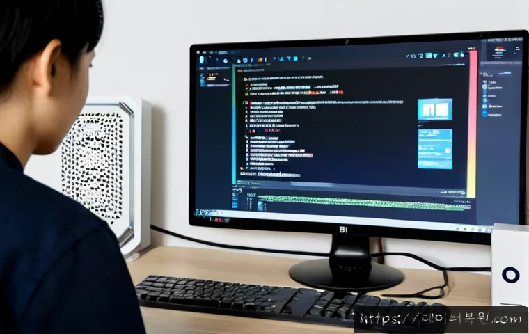 개봉동 BOOTMGR is missing - Photorealistic desktop support scene in a compact Gaebong-dong apartment workspace, a modern monitor...