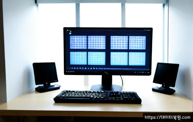 운니동 BAD_SYSTEM_CONFIG_INFO - Photorealistic IT support workstation in a quiet Unni-dong office near a traditional tiled courtyard...