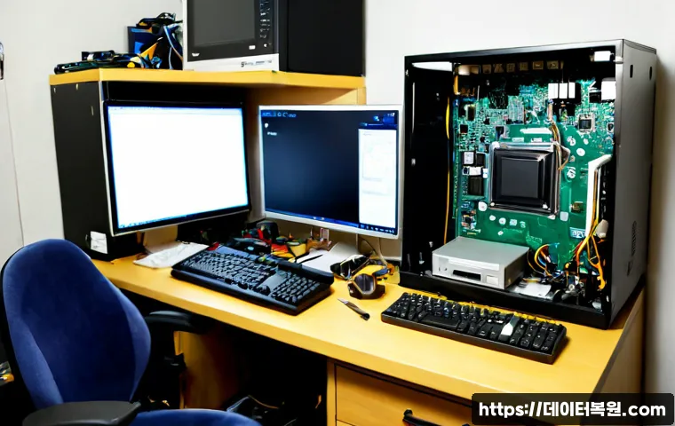 동선동 HARDWARE_FAILURE - Photorealistic compact electronics repair workstation in a Dongseon-dong apartment studio, desktop c...