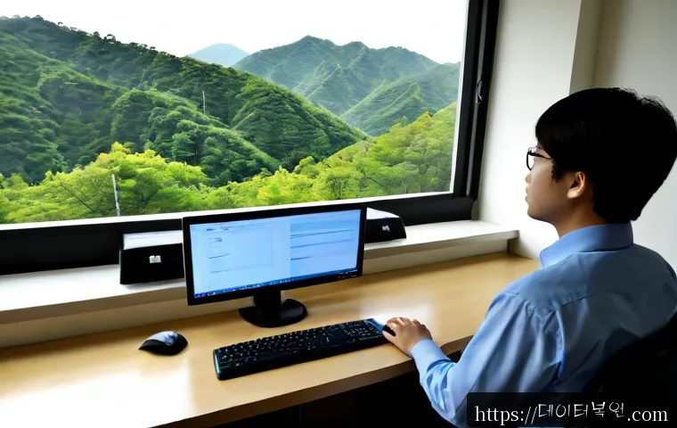 내곡동 STATUS_SESSION_TIMEOUT - Photorealistic remote-support workstation in a quiet Naegok-dong apartment office, IT specialist vie...