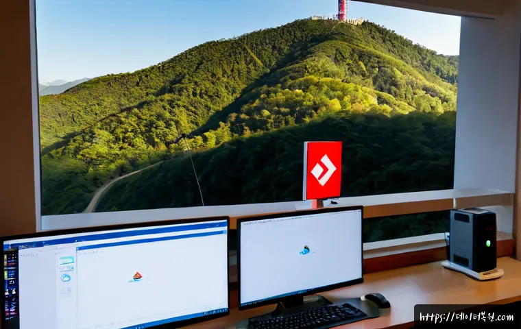 평창동 STATUS_FILE_WRITE_FAILURE - Photorealistic remote-support workstation in a quiet Pyeongchang-dong hillside residence, dual monit...