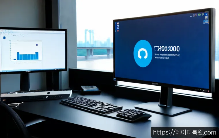 반포동 ACPI_BIOS_ERROR - Photorealistic premium workstation in a quiet Banpo apartment office, ultrawide monitor displaying a...