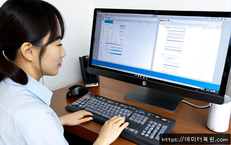 중계동 PROCESS_HAS_LOCKED_PAGES - Photorealistic IT support workstation in a quiet Junggye-dong apartment office, dual monitors showin...