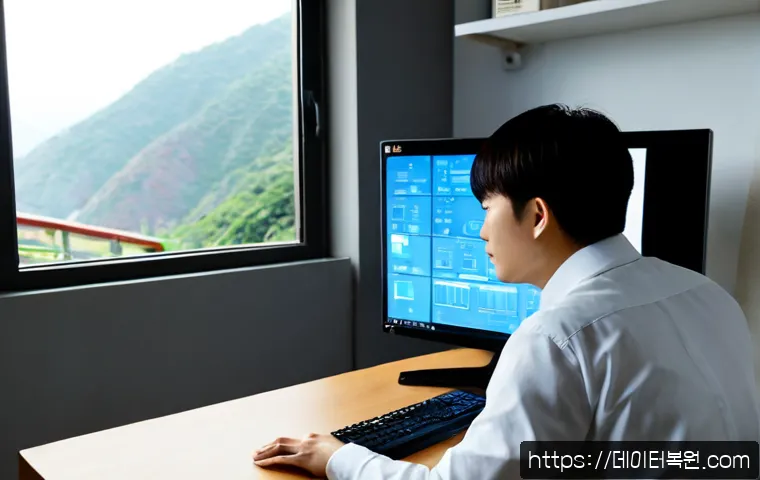 이태원 STATUS_INVALID_DEVICE_REQUEST - Photorealistic remote-support workstation in an Itaewon-style apartment studio, IT specialist troubl...
