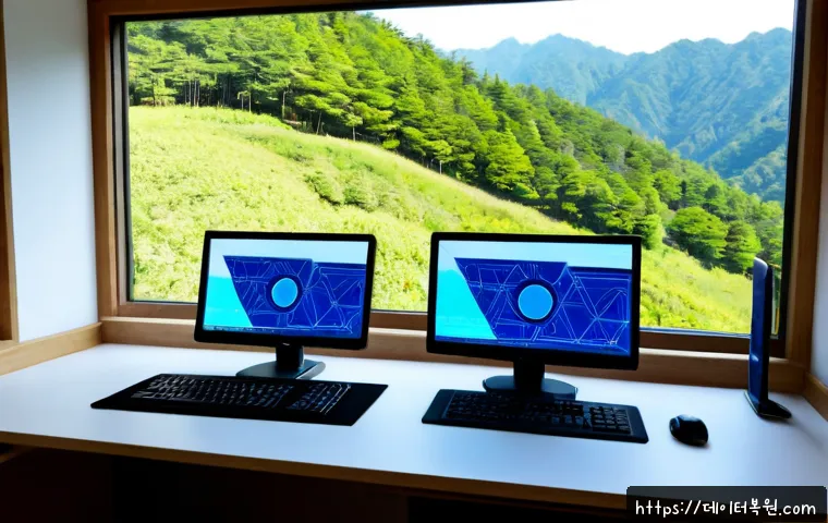 구기동 STATUS_KERNEL_RESOURCE_ERROR - Photorealistic product design workstation in a quiet Bukgajwa-style hillside studio, dual monitors s...