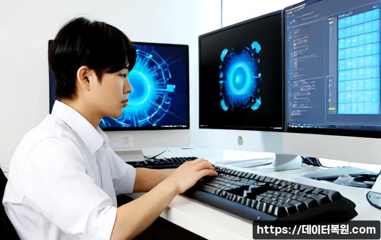 광명시 STATUS_STACK_BUFFER_OVERRUN - Photorealistic IT support workstation in a modern Gwangmyeong apartment office, dual monitors showin...