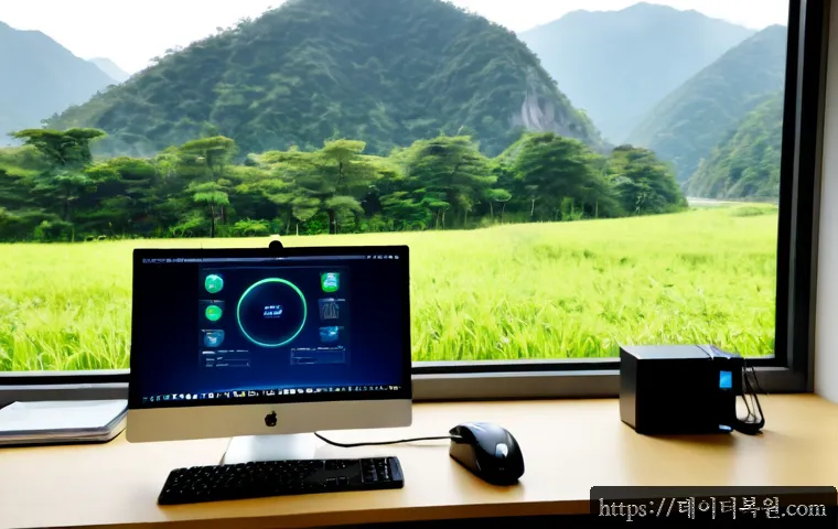가평군 STATUS_KERNEL_CONNECTION_TIMEOUT - Photorealistic remote IT support workstation in a quiet Gapyeong riverside office, dual monitors sho...