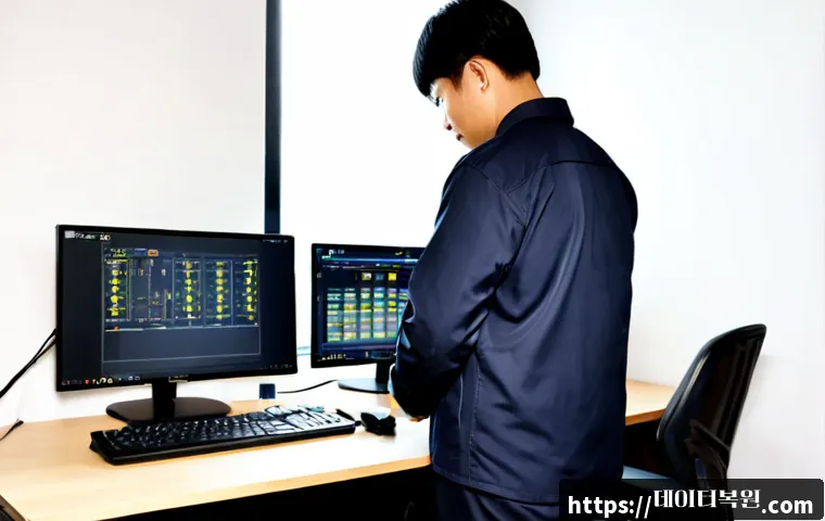 중계동 THREAD_TERMINATION_PORT - Photorealistic remote-support workstation in a modern Junggye-dong apartment office, technician insp...