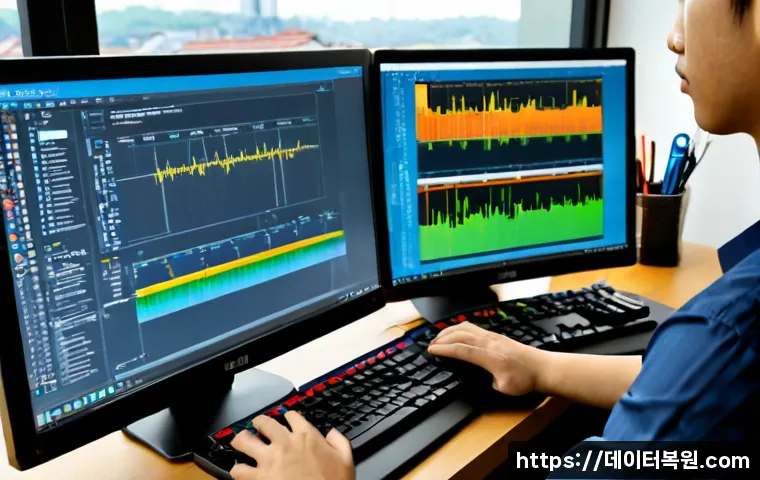 개화동 STATUS_INVALID_PARAMETER - Photorealistic IT support workstation in a quiet riverside neighborhood office, dual monitors showin...