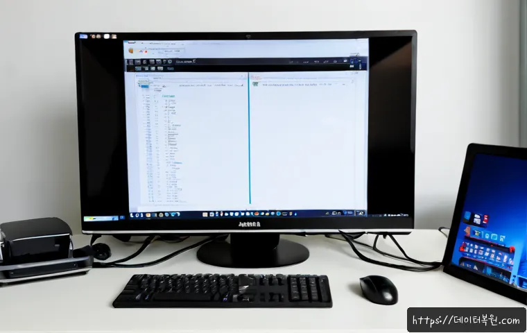 법곳동 STATUS_INVALID_SESSION - Photorealistic IT support workstation in a compact modern office near a quiet low-rise Korean neighb...