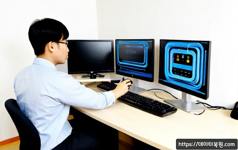 수궁동 케이블연결확인 - Photorealistic IT support workstation in a compact apartment office, technician verifying Ethernet a...