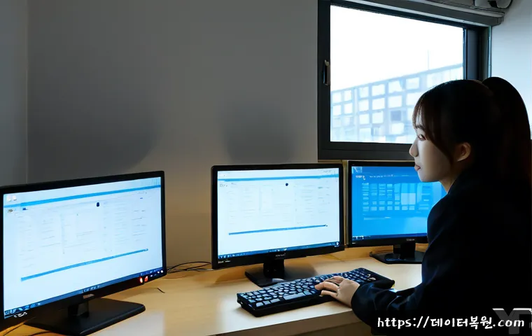용두동 Press Ctrl Alt Del to restart - Photorealistic remote-support workstation in a compact Yongdu-dong apartment office, dual monitors s...